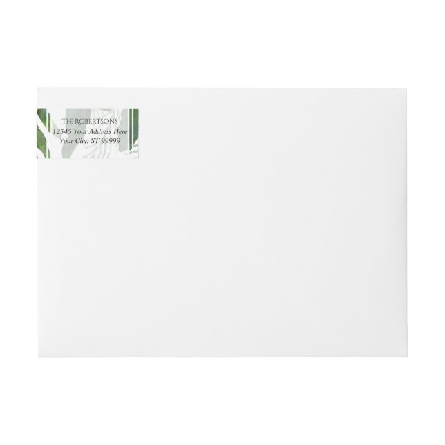 Wrap Around Fern Forest Foliage Emerald Wedding Wrap Around Label (Front)