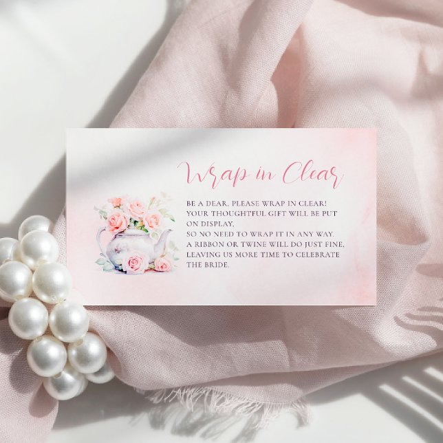 Wrap in Clear Elegant Pink Roses Bridal Shower Enclosure Card (Creator Uploaded)
