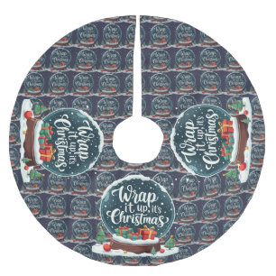 Wrap It Up It’s Christmas Snow Globe Design Brushed Polyester Tree Skirt