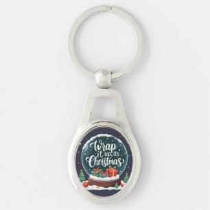 Wrap It Up It’s Christmas Snow Globe Design Keychain