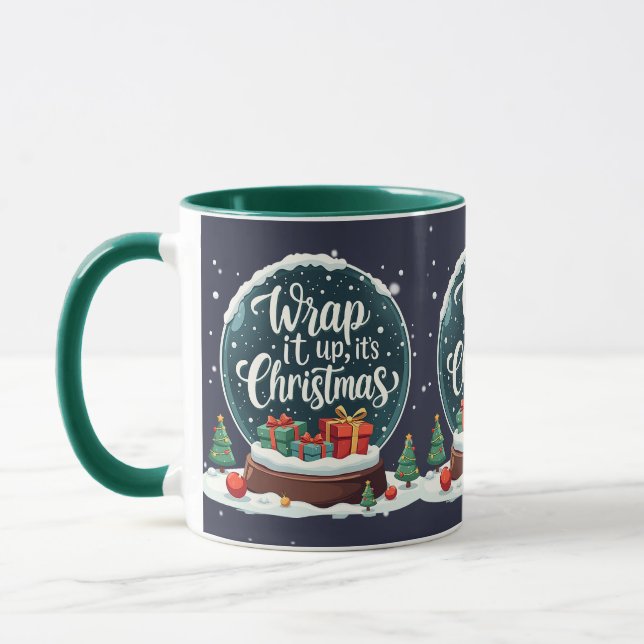 Wrap It Up It’s Christmas Snow Globe Design Mug (Left)