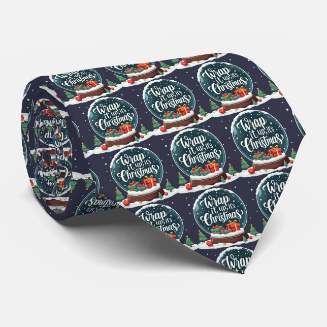 Wrap It Up It’s Christmas Snow Globe Design Tie (Rolled)