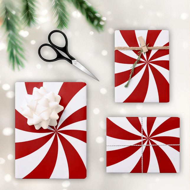Wrap It Up with Peppermint Candy  Wrapping Paper Sheet (Wrap up your Christmas gifts in modern peppermint candy swirl.)