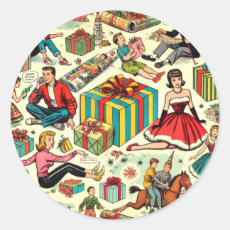 Wraping Paper Gifts Comics Pattern Classic Round Sticker