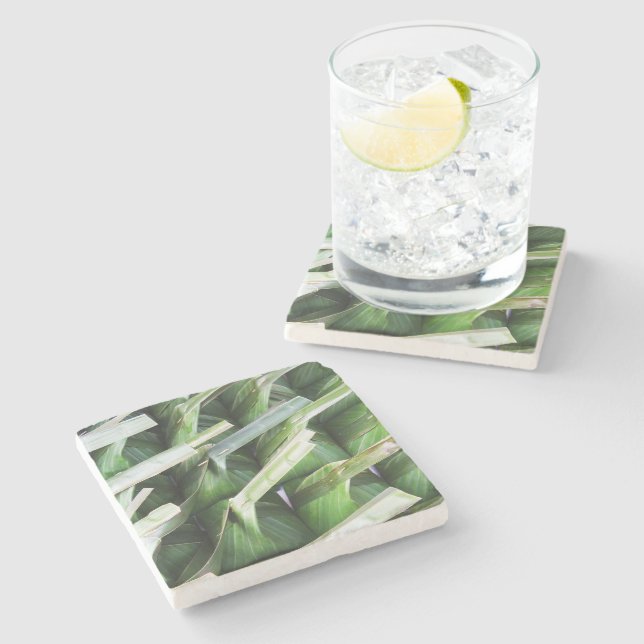 Wrapped Banana Leaf Packets Stone Coaster (Side)
