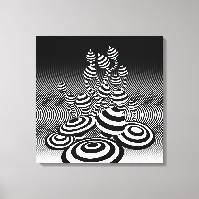 Wrapped canvas art Magic Mushrooms optical design. (Front)
