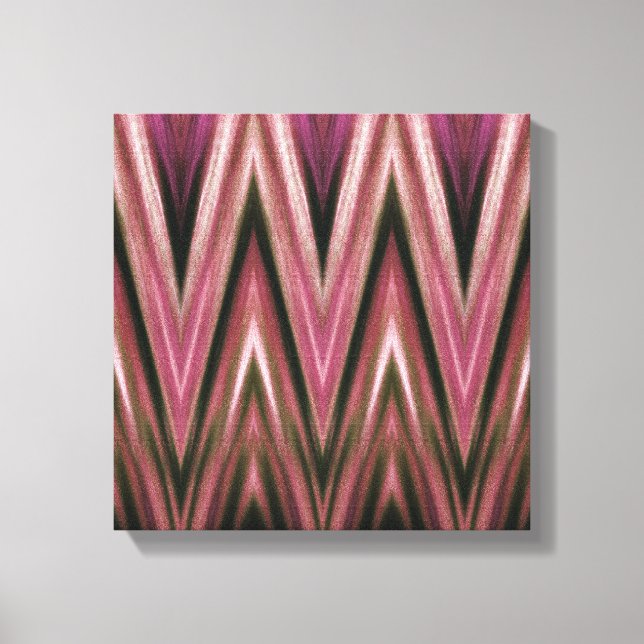Wrapped Canvas Print, Abstract Pink Zigzags (Front)