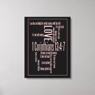 Wrapped Canvas Print - Love is Patient Black&Blush