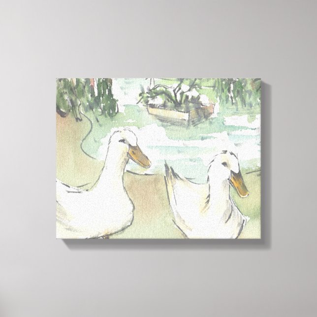 Wrapped Canvas "Watercolor Sketch/Ducks Paris" (Front)