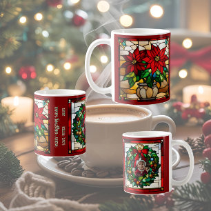 Wrapped Christmas Puppy Faux Stained Glass  Coffee Mug