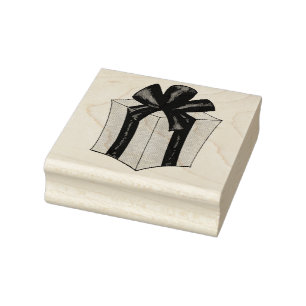 Wrapped Gift Present Box Christmas Birthday Party Rubber Stamp