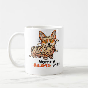Wrapped in Halloween Spirit � Mummy Corgi with Spi Coffee Mug