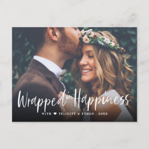 Wrapped In Happiness   Mr & Mrs Christmas Photo Holiday Postcard