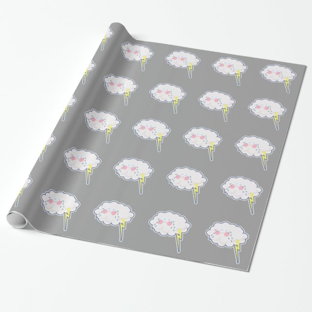 Wrapped in Sadness Emo Cloud Wrapping Paper (Unrolled)