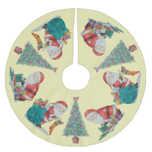 wrapped presants with traditional father christmas brushed polyester tree skirt