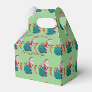 wrapped presants with traditional father christmas favor box