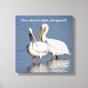 Wrapped Print of Two Funny Pelicans