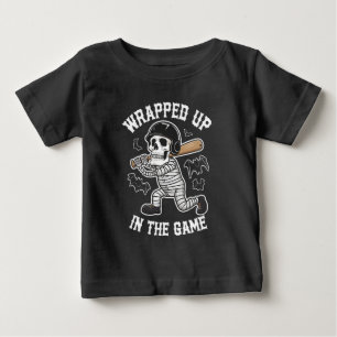 Wrapped up In the Game baseball Halloween Baby T-Shirt