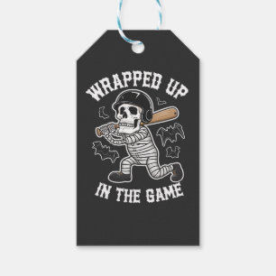 Wrapped up In the Game baseball Halloween  Gift Tags