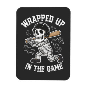 Wrapped up In the Game baseball Halloween Magnet
