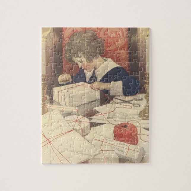Wrapping Christmas Presents, Jessie Willcox Smith Jigsaw Puzzle (Vertical)