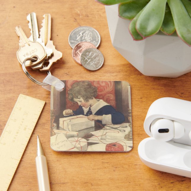 Wrapping Christmas Presents, Jessie Willcox Smith Keychain (Desk)