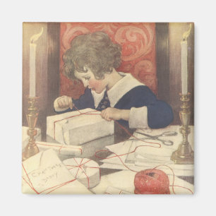 Wrapping Christmas Presents, Jessie Willcox Smith Magnet