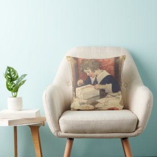 Wrapping Christmas Presents, Jessie Willcox Smith Throw Pillow