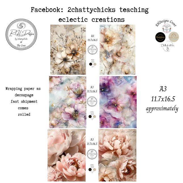 Wrapping Paper A3 Floral Designs Decoupage Paper (Creator Uploaded)