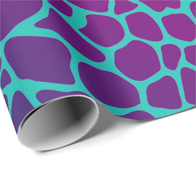 Wrapping Paper - Animal Print Giraffe Pink/Blue (Roll Corner)
