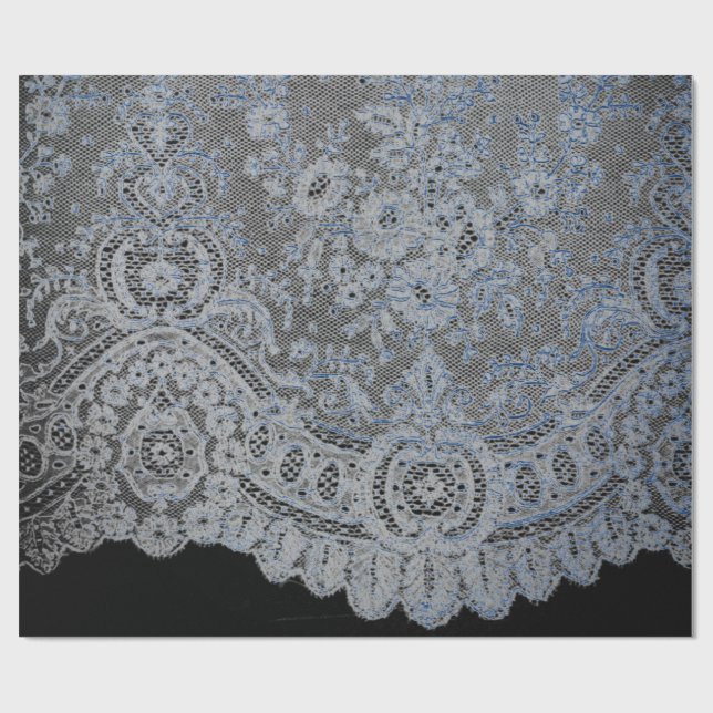 Wrapping Paper BLACK AND BLUES ANTIQUE LACE DESIGN (Flat)