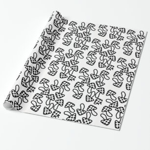 Wrapping paper Black & White Mushroom