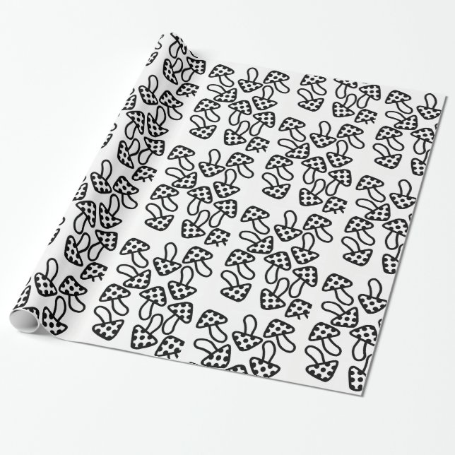 Wrapping paper Black & White Mushroom (Unrolled)