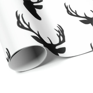 Wrapping Paper - Black & White Stag Deer Head