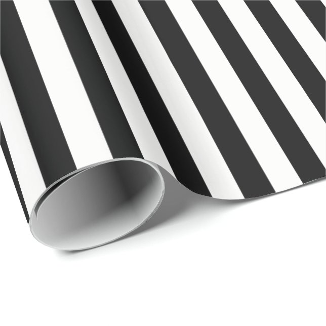 Wrapping Paper-Black & White Stripes Wrapping Paper (Roll Corner)
