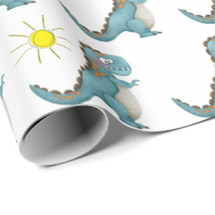 Wrapping Paper - Blue Dino
