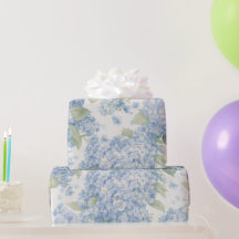 Wrapping Paper | Blue Hydrangea Floral Gift Wrap