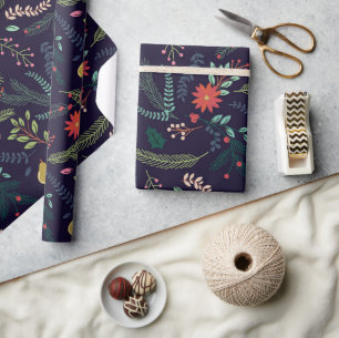 Wrapping Paper - Classic Floral on Blue