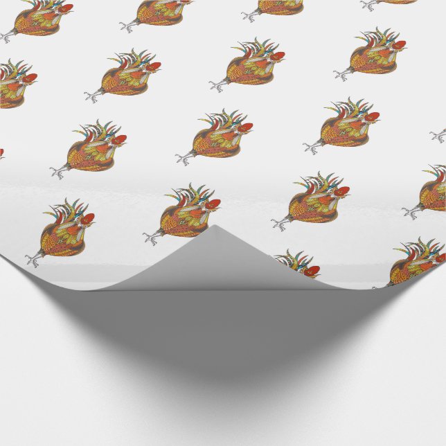 Wrapping Paper Colour Rooster Chicken (Corner)