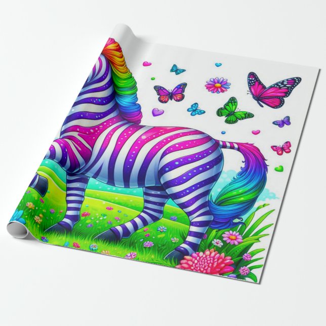 Wrapping Paper Colourful Zebra  (Unrolled)