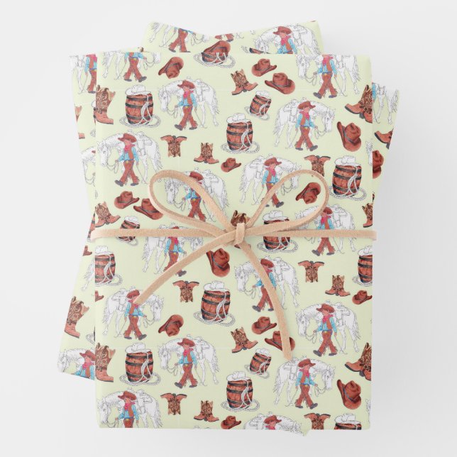 Wrapping Paper Cowboy and Horse (In situ)