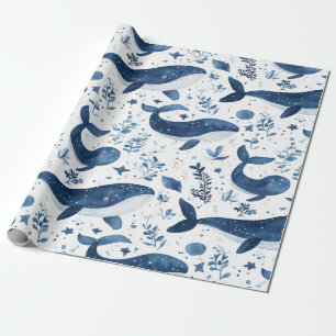 Wrapping Paper, Cute Whale Design, Gift Wrap Roll 