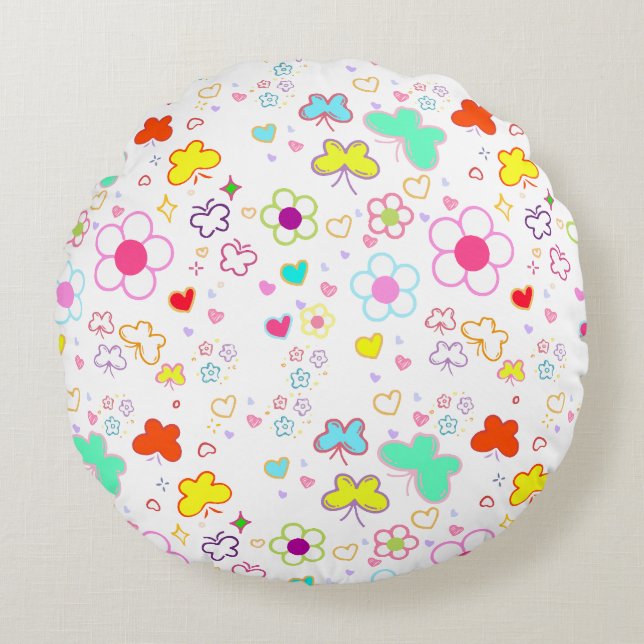 Wrapping paper design for gift round pillow (Front)