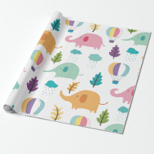 WRAPPING PAPER  : ELEPHANTS & HOT AIR BALLOONS