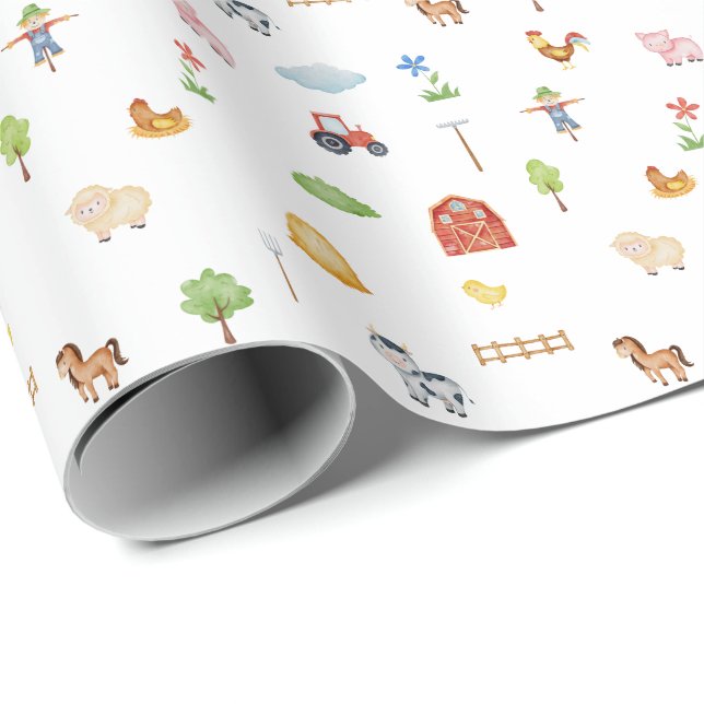 Wrapping Paper - Farm Life Animals & Elements. (Roll Corner)