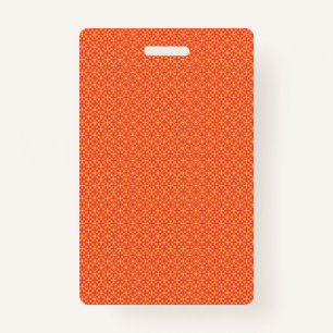 Wrapping paper featuring a pattern with orange, re badge