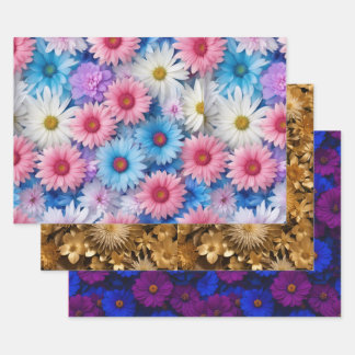 Wrapping Paper Flat Sheet different Set of 3