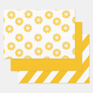 Wrapping Paper Flat Sheet RETRO BRIGHT YELLOW