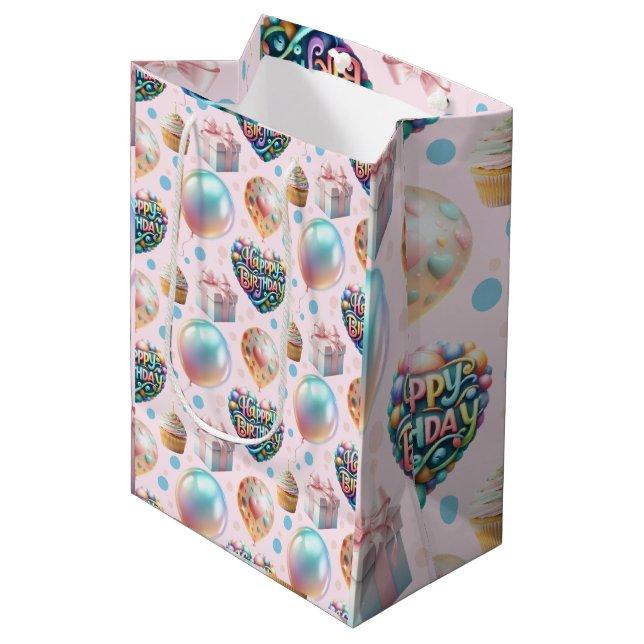 Wrapping Paper Flat Sheet Set of 3 Medium Gift Bag (Front Angled)