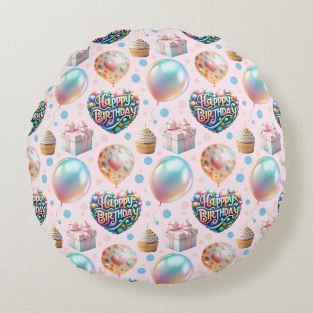 Wrapping Paper Flat Sheet Set of 3 Round Pillow (Front)